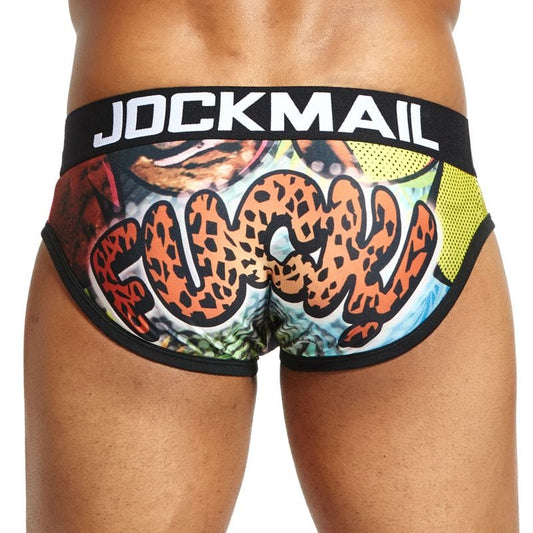 JOCKMAIL Men's Printed Ice Silk Briefs - Playful and Sexy