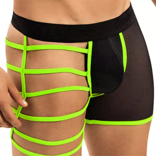 Men's High-Elasticity Silk Boxers, Patchwork Enhancing Underwear