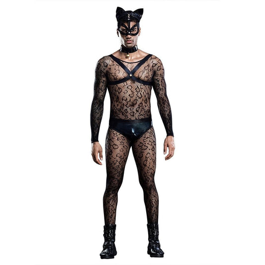 Men's Sexy Mesh Cat Uniform - Role Play Costume