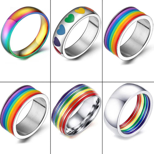 Rainbow LGBT Stainless Steel Rings